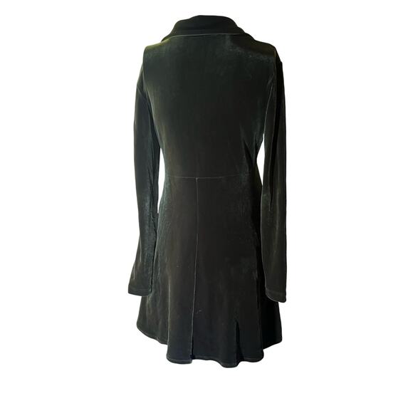 BCBG Maxazria Green Velvet Velour Collared Long Sleeve A-Line Mini Dress L - Picture 5 of 7